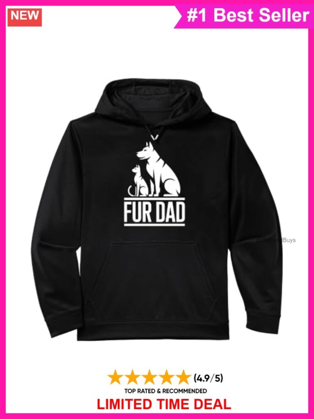 Fur Dad Men's Performance Hoodie Long Sleeve Polyester